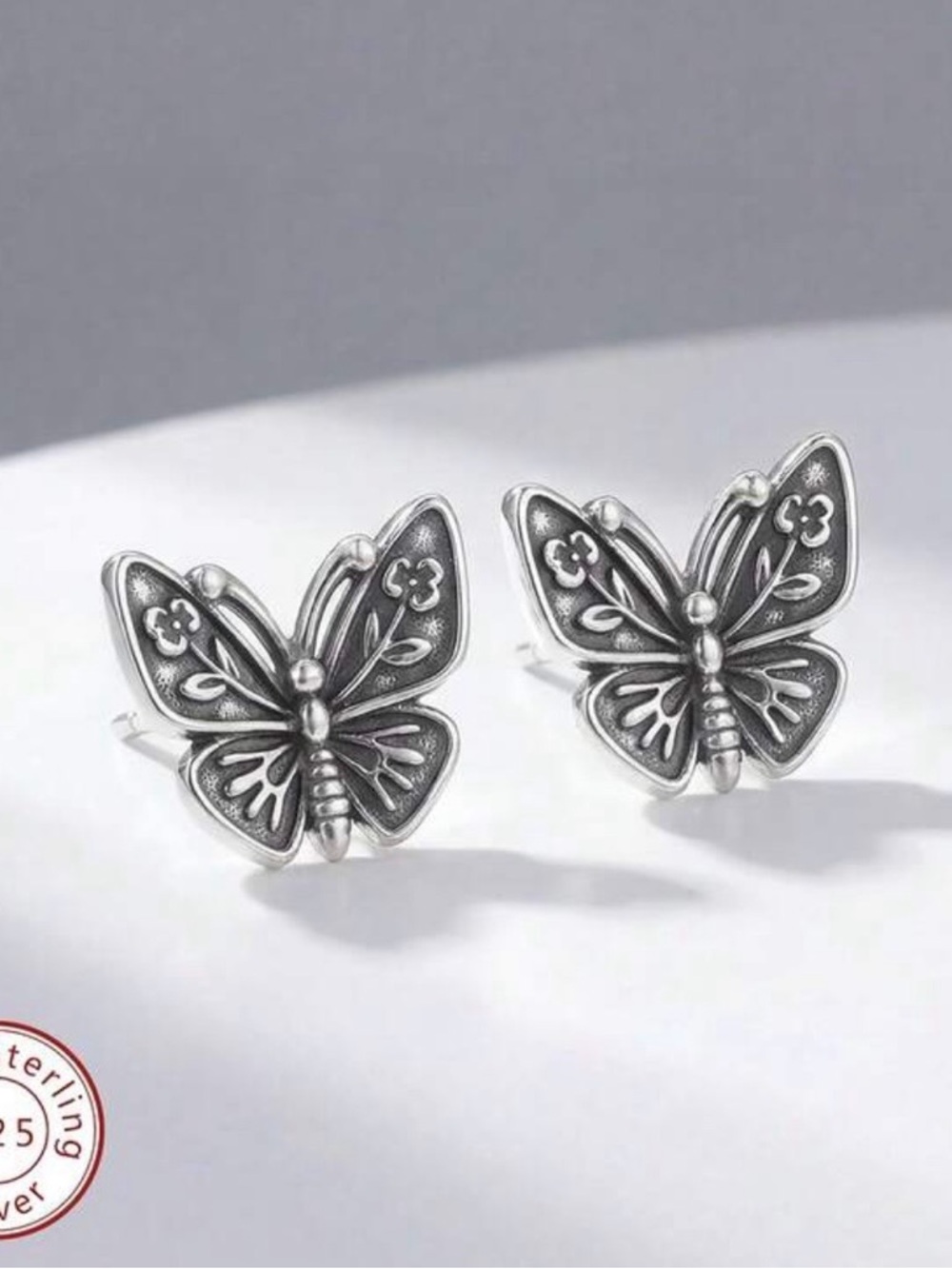 🌺 New Sterling Silver 925 Butterfly Stud Earrings - Silver